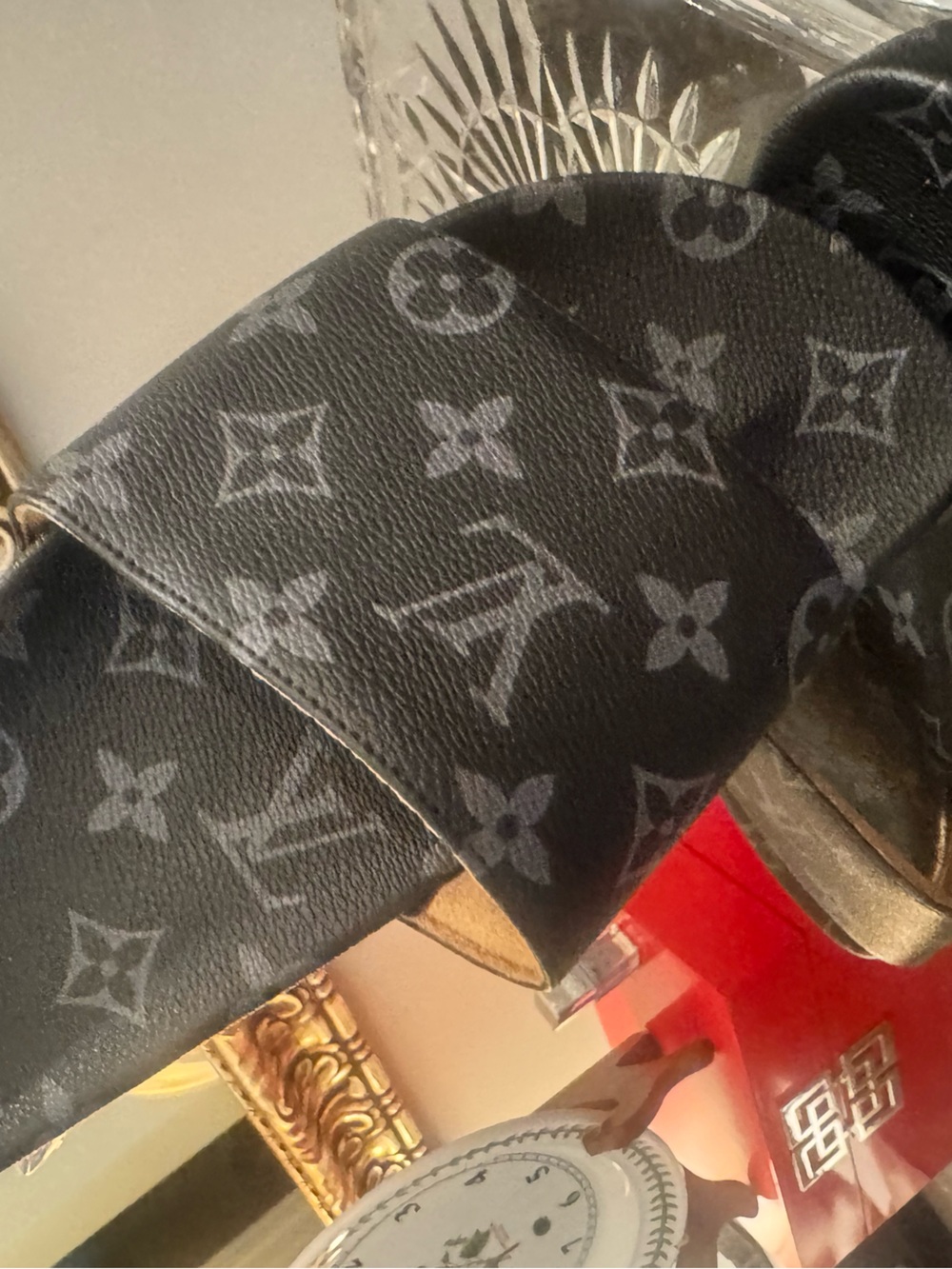 Designer-Inspired Black Monogram Slide Sandals